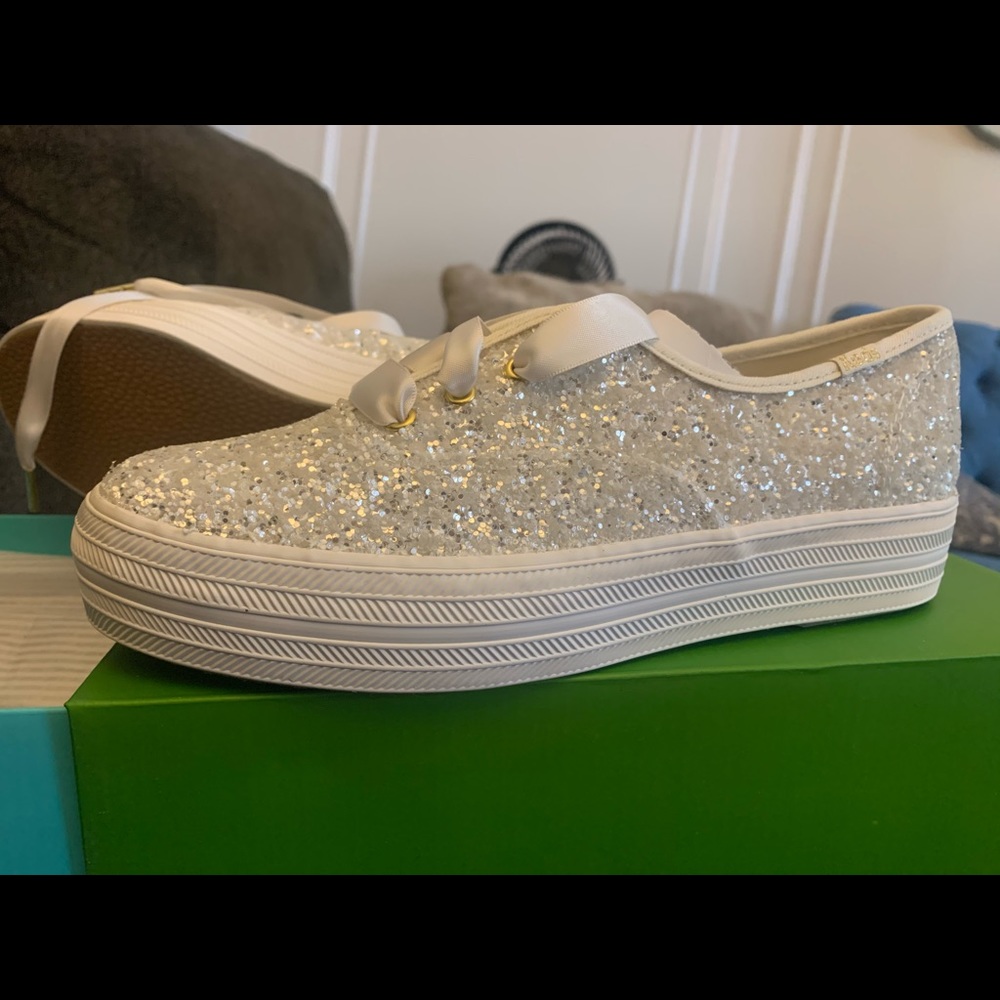 Kate Spade Triple Glitter Cream Bridal Sneaker